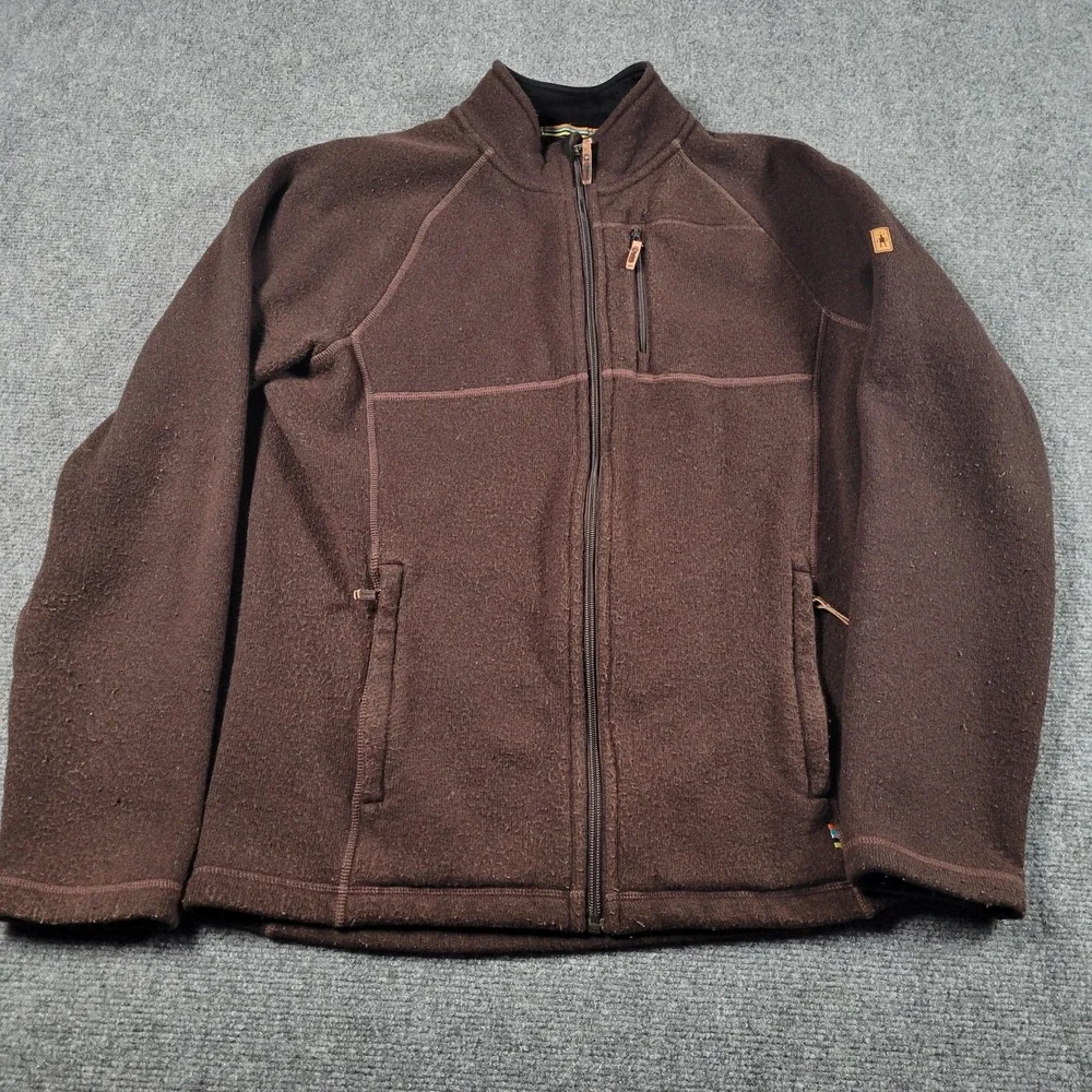 Smartwool Jacket Mens‎ Small Brown Wool Fleece Full Zip Thermal Outdoor SWOSP638
